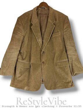 VINTAGE MONSIEUR ADOLFO Men’s Size 48R Blazer Suit Coat Corduroy Lined